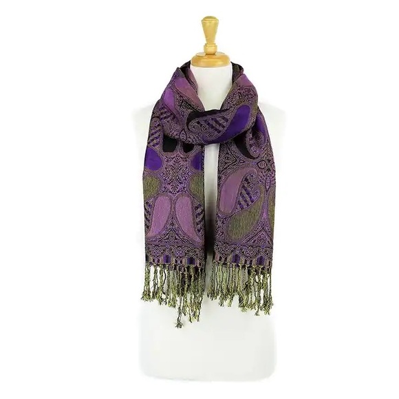 Double Layers Paisley Pashmina Shawl - Picture 3 of 5